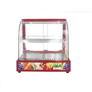 ZSG-65-3 curved-glass hot food display warmer, stainless steel