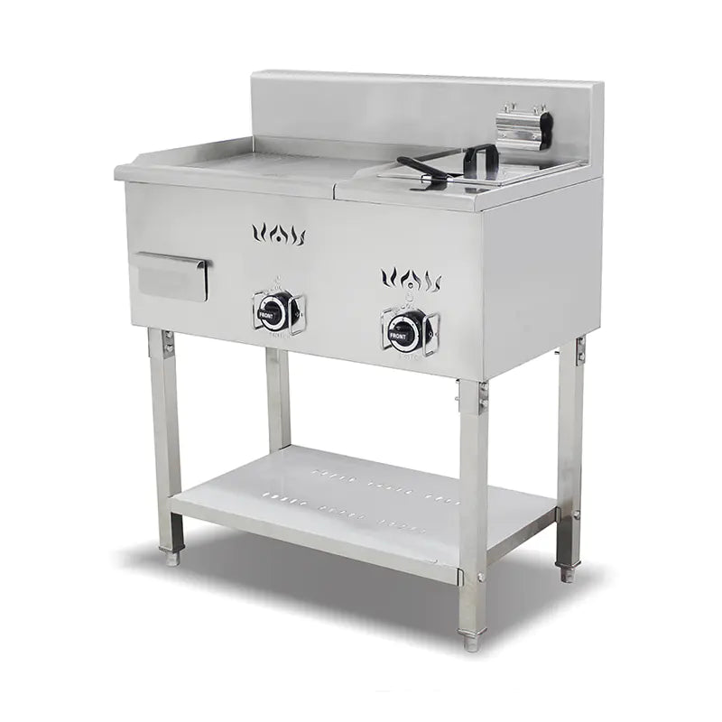 Griddle with Fryer Commercial Stainless Steel Natural Gas LPG Standing