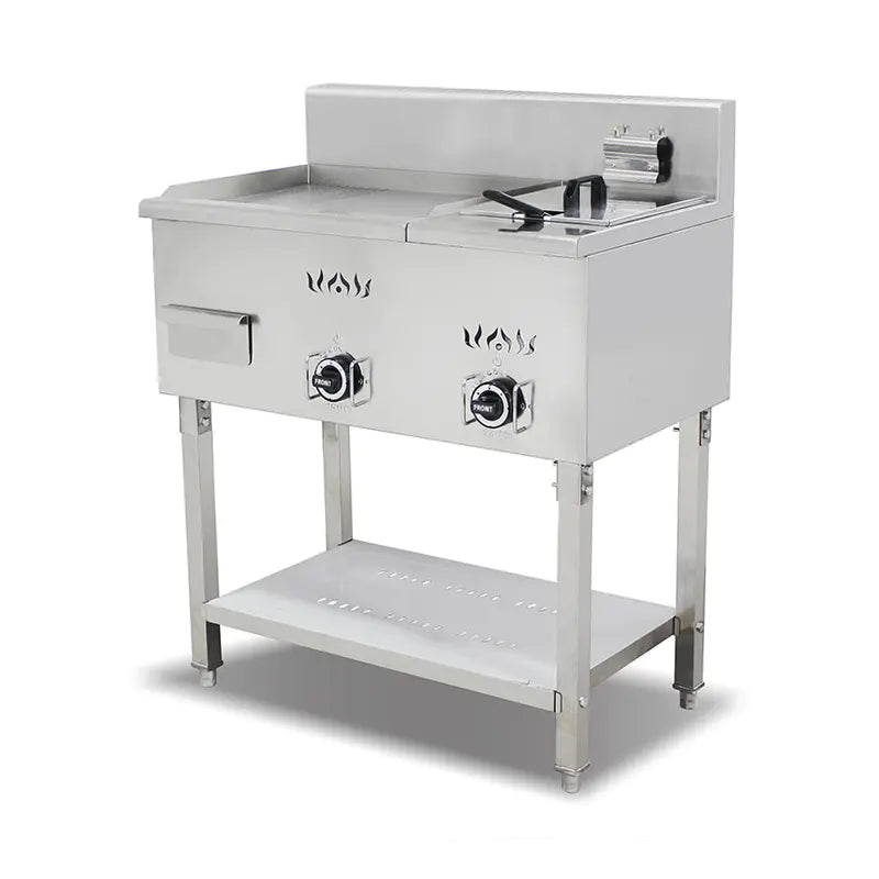 Griddle with Fryer Commercial Stainless Steel Natural Gas LPG Standing