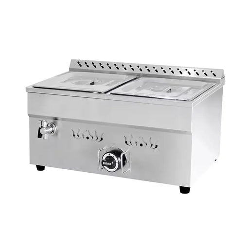 QRTC-2H 2-pan countertop gas bain marie food warmer, stainless steel
