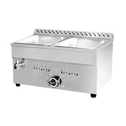 QRTC-2H 2-pan countertop gas bain marie food warmer, stainless steel