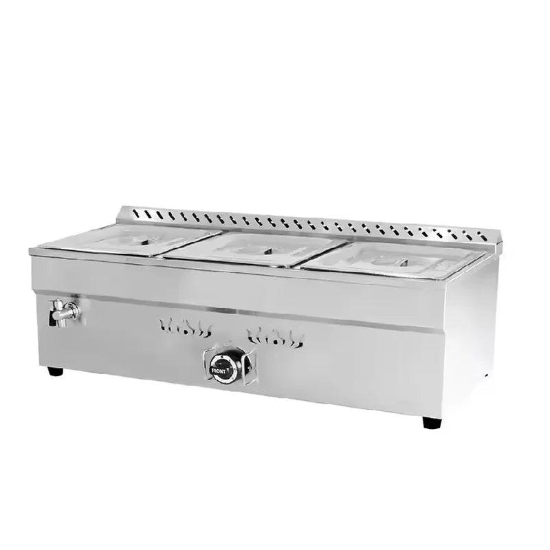 QRTC-3H 3-pan gas bain marie LPG food warmer, stainless steel