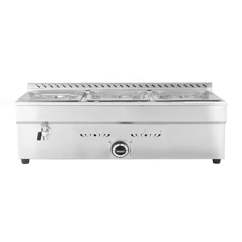 QRTC-3H 3-pan gas bain marie LPG food warmer, stainless steel