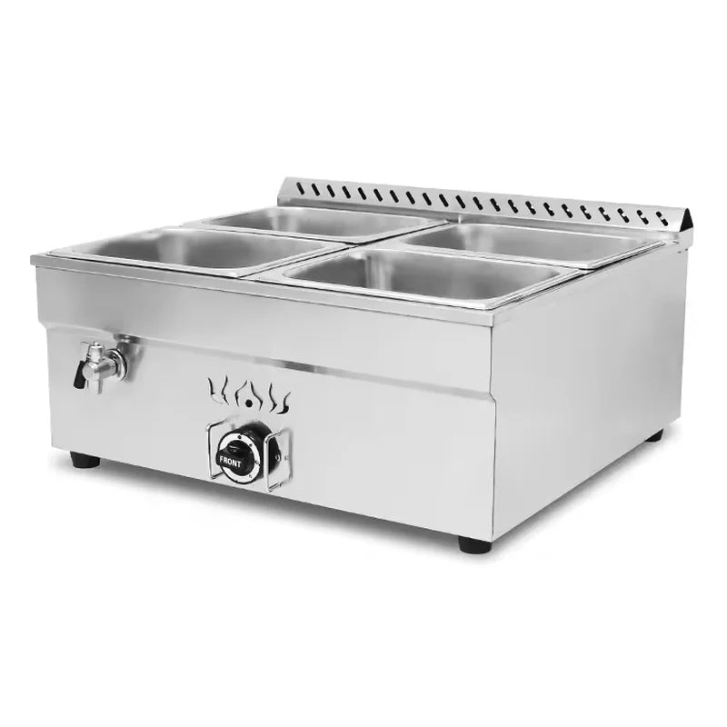QSB-4T 4-pan gas bain marie LPG natural gas food warmer, stainless steel