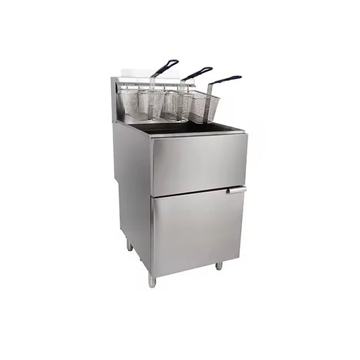 GF-150 floor-standing single-tank gas deep fryer, stainless steel