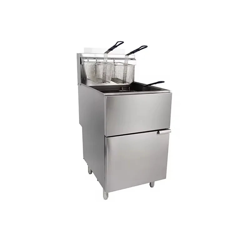 GF-150 floor-standing single-tank gas deep fryer, stainless steel