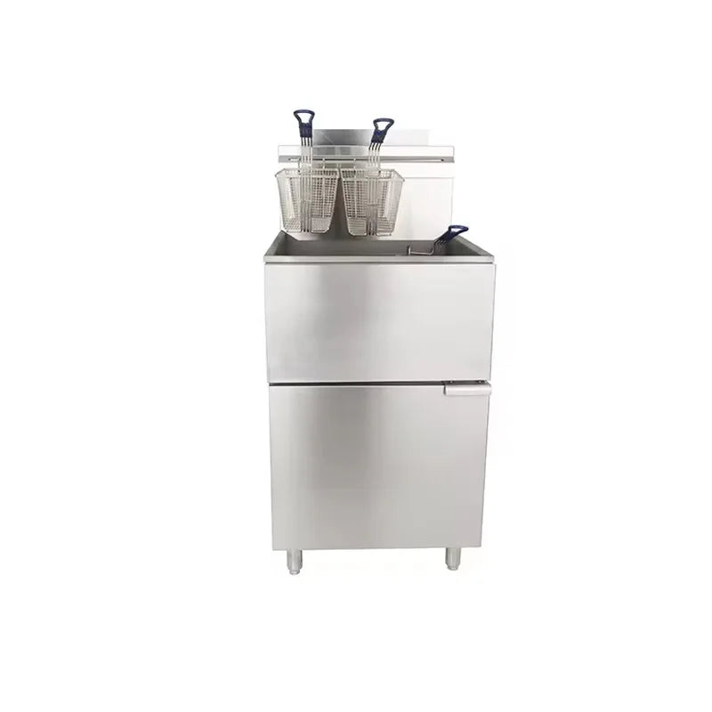 GF-150 floor-standing single-tank gas deep fryer, stainless steel