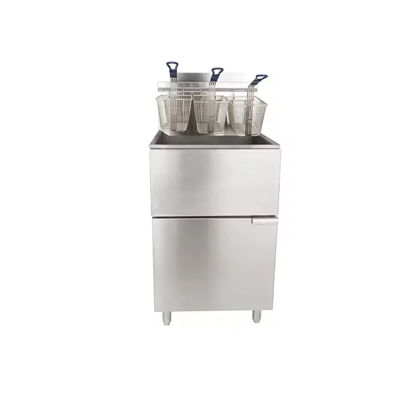 GF-150 floor-standing single-tank gas deep fryer, stainless steel