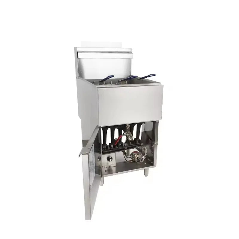 GF-150 floor-standing single-tank gas deep fryer, stainless steel