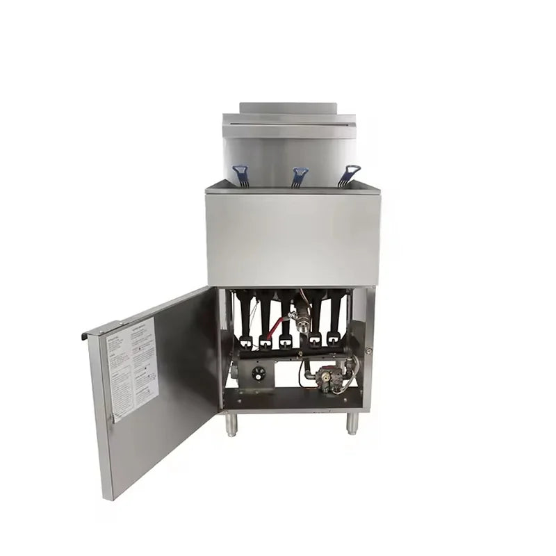 GF-150 floor-standing single-tank gas deep fryer, stainless steel
