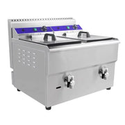 GZL-34 dual-tank countertop gas deep fryer, stainless steel