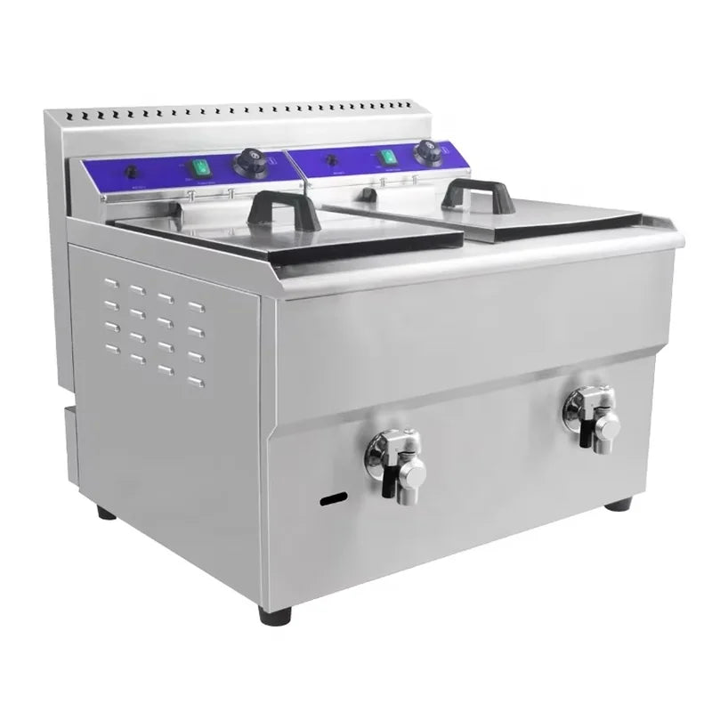 GZL-34 dual-tank countertop gas deep fryer, stainless steel