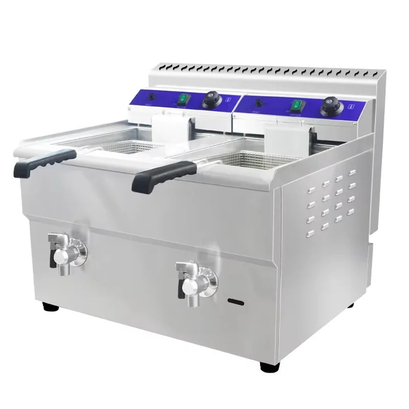 GZL-34 dual-tank countertop gas deep fryer, stainless steel