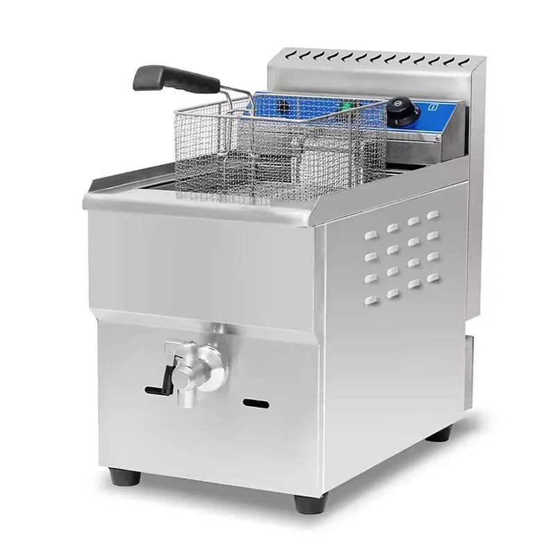 GZL-17 countertop single-tank gas deep fryer, stainless steel