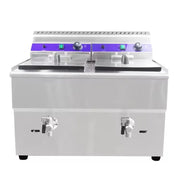 GZL-34 dual-tank countertop gas deep fryer, stainless steel