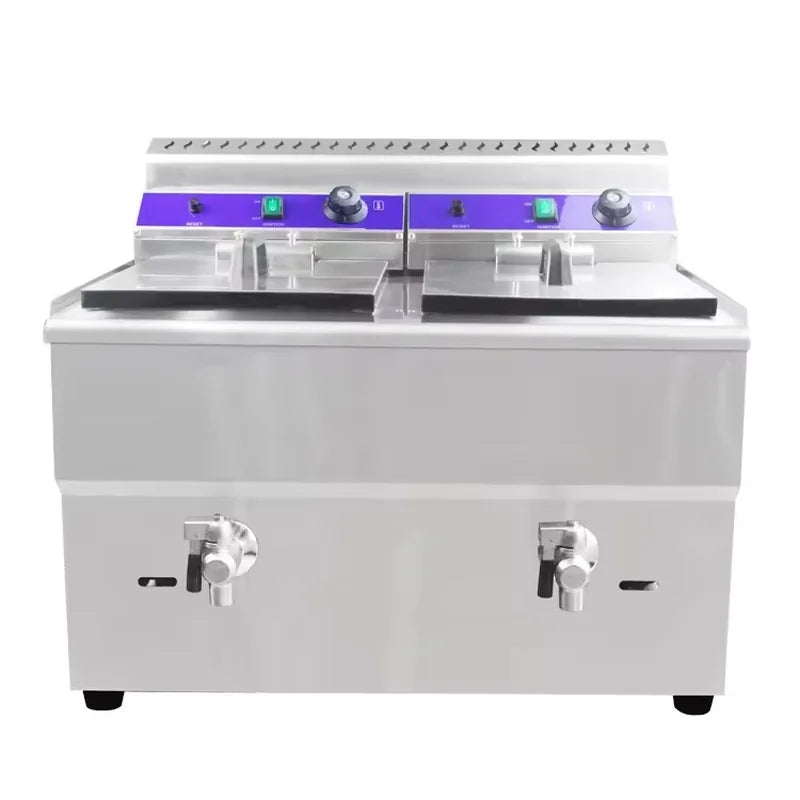 GZL-34 dual-tank countertop gas deep fryer, stainless steel