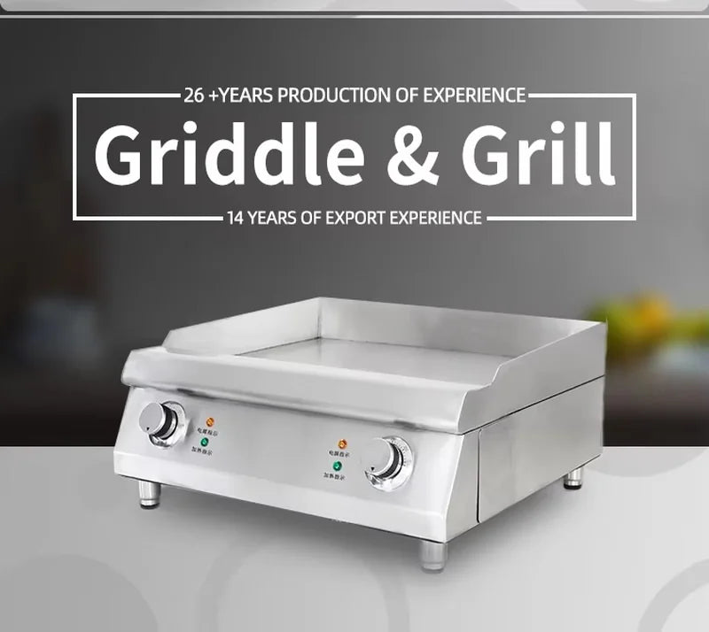 GPL-740-2 commercial gas griddle, 735×410mm flat and grooved plate