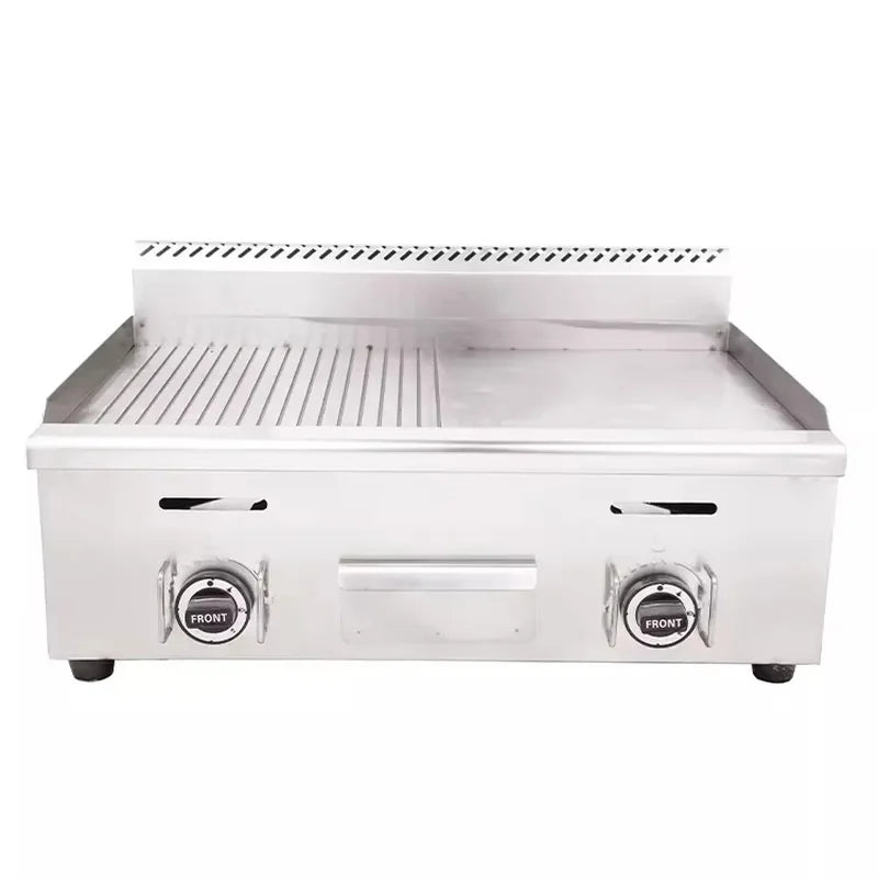 GPL-740-2 commercial gas griddle, 735×410mm flat and grooved plate