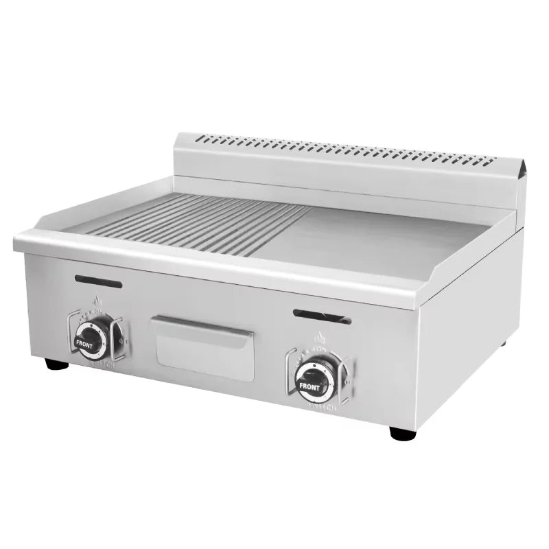 GPL-740-2 commercial gas griddle, 735×410mm flat and grooved plate
