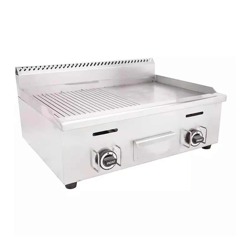 GPL-740-2 commercial gas griddle, 735×410mm flat and grooved plate