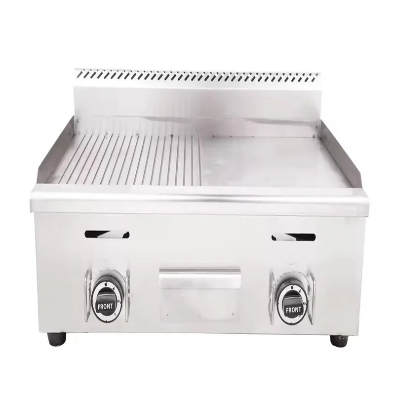 GPL-740-2 commercial gas griddle, 735×410mm flat and grooved plate