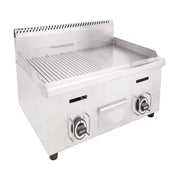 GPL-740-2 commercial gas griddle, 735×410mm flat and grooved plate