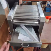 CZ-11W eleven-roller hot dog roller grill with bun warmer drawer, stainless steel