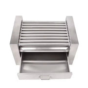 CZ-9W nine-roller hot dog roller grill with warmer drawer, stainless steel