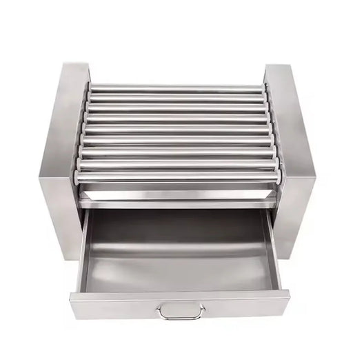 CZ-9W nine-roller hot dog roller grill with warmer drawer, stainless steel