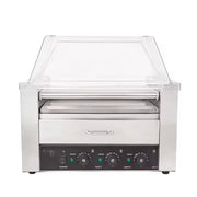 CZ-9W nine-roller hot dog roller grill with warmer drawer, stainless steel
