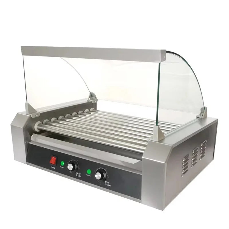 CZ-9 nine-roller hot dog roller grill with timer, stainless steel