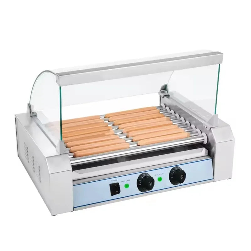 CZ-9 nine-roller hot dog roller grill with timer, stainless steel