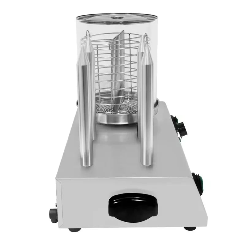 HDW-4 electric hot dog steamer with glass container and bun sticks, stainless steel