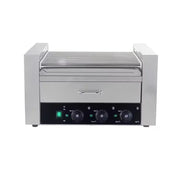 KG-11W eleven-roller hot dog roller grill with warmer drawer, stainless steel