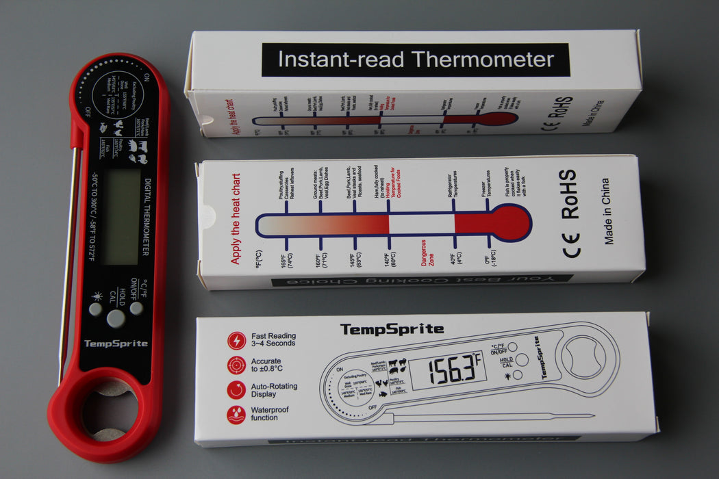 *TempSprite Instant Read Meat Thermometer Digital, ipx6 Candy Milk Coffee Food Cooking Thermometer with Backlight, Calibration, and Foldable Probe for Grilling