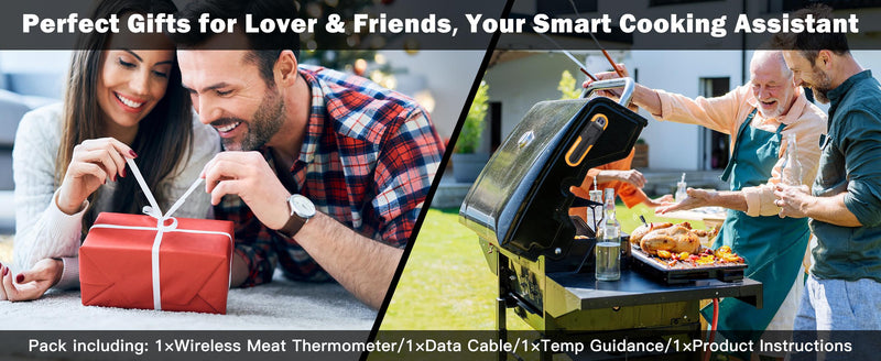 *TempSprite Wireless Smart Meat Thermometer with APP, 500FT Bluetooth, LCD-Enhanced Booster for Turkey Beef Rotisserie BBQ Grill Oven Smoker