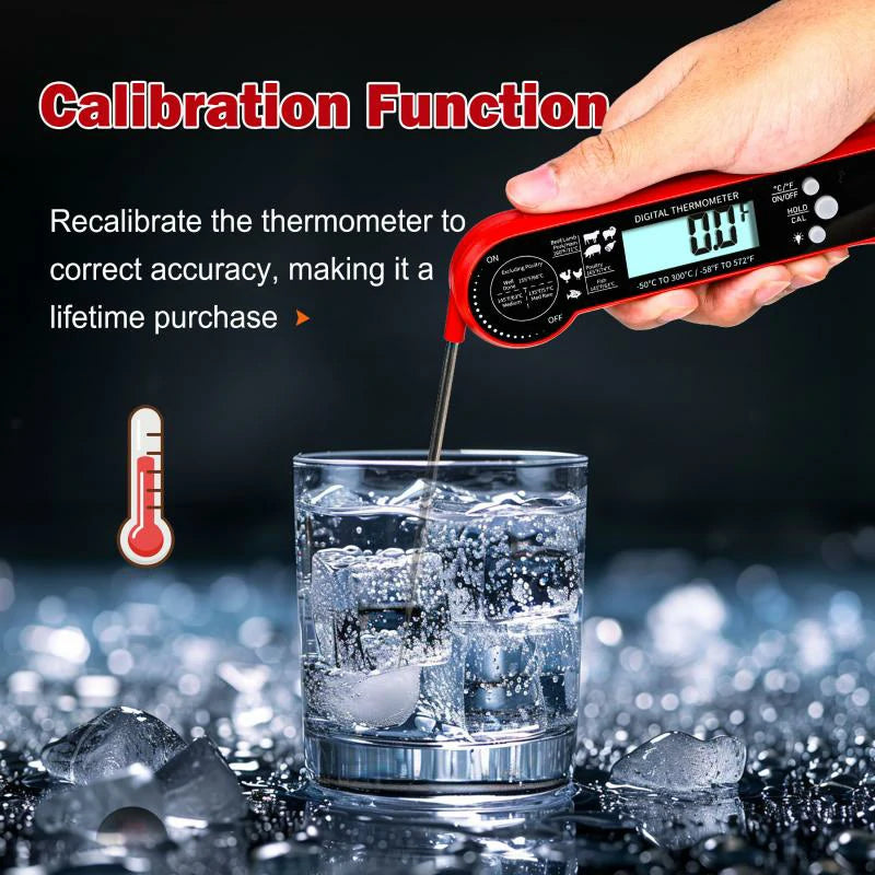 Instant Read Meat Thermometer with LCD Backlight, Waterproof Candy Thermometer and Food Thermometer for Cooking, Foldable Probe Meat Thermometer Digital for Grilling Baking Frying