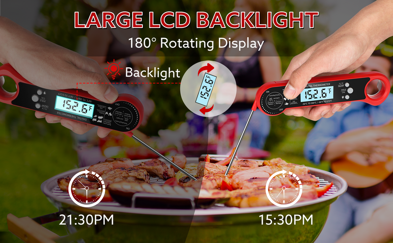 *TempSprite Instant Read Meat Thermometer Digital, ipx6 Candy Milk Coffee Food Cooking Thermometer with Backlight, Calibration, and Foldable Probe for Grilling