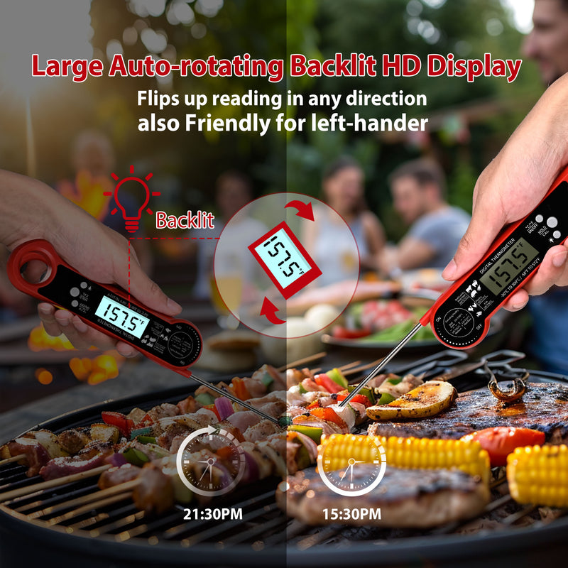 *TempSprite Instant Read Meat Thermometer Digital, ipx6 Candy Milk Coffee Food Cooking Thermometer with Backlight, Calibration, and Foldable Probe for Grilling
