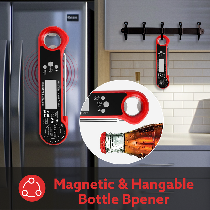 *TempSprite Instant Read Meat Thermometer Digital, ipx6 Candy Milk Coffee Food Cooking Thermometer with Backlight, Calibration, and Foldable Probe for Grilling