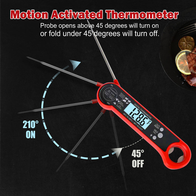 *TempSprite Instant Read Meat Thermometer Digital, ipx6 Candy Milk Coffee Food Cooking Thermometer with Backlight, Calibration, and Foldable Probe for Grilling