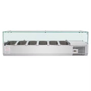 RT-1500-2 refrigerated salad showcase with 1/3 GN pans, chilled topping rail
