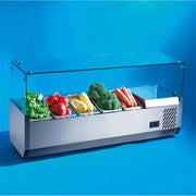 SS-1200-2 refrigerated salad showcase with 1/3 GN pans, chilled topping rail