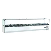 SS-2000L refrigerated salad showcase with 1/4 GN pans, chilled topping rail