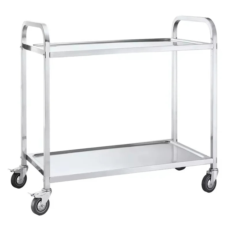 ST-L2 two-tier stainless steel service trolley with square-tube frame