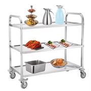 ST-M3 stainless steel service trolley with round-tube frame