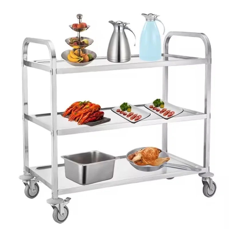 ST-M3 stainless steel service trolley with round-tube frame