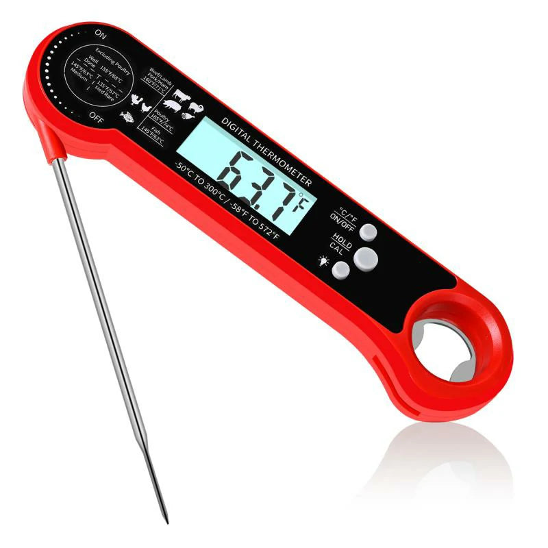 Instant Read Meat Thermometer with LCD Backlight, Waterproof Candy Thermometer and Food Thermometer for Cooking, Foldable Probe Meat Thermometer Digital for Grilling Baking Frying
