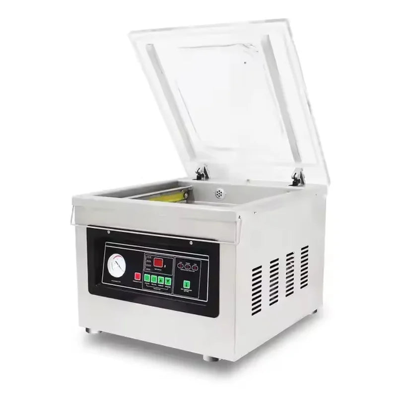 DZ-400/2F dual-seal chamber vacuum sealer, stainless steel