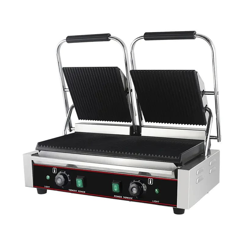 CHZ-810-2 double-plate electric contact grill with fully ribbed plates